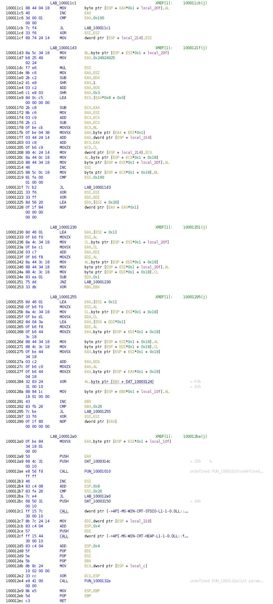 Assembly code of algorithm in 3.dll Image