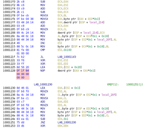 Ghidra view of multi-byte NOP instruction in 3.dll Image
